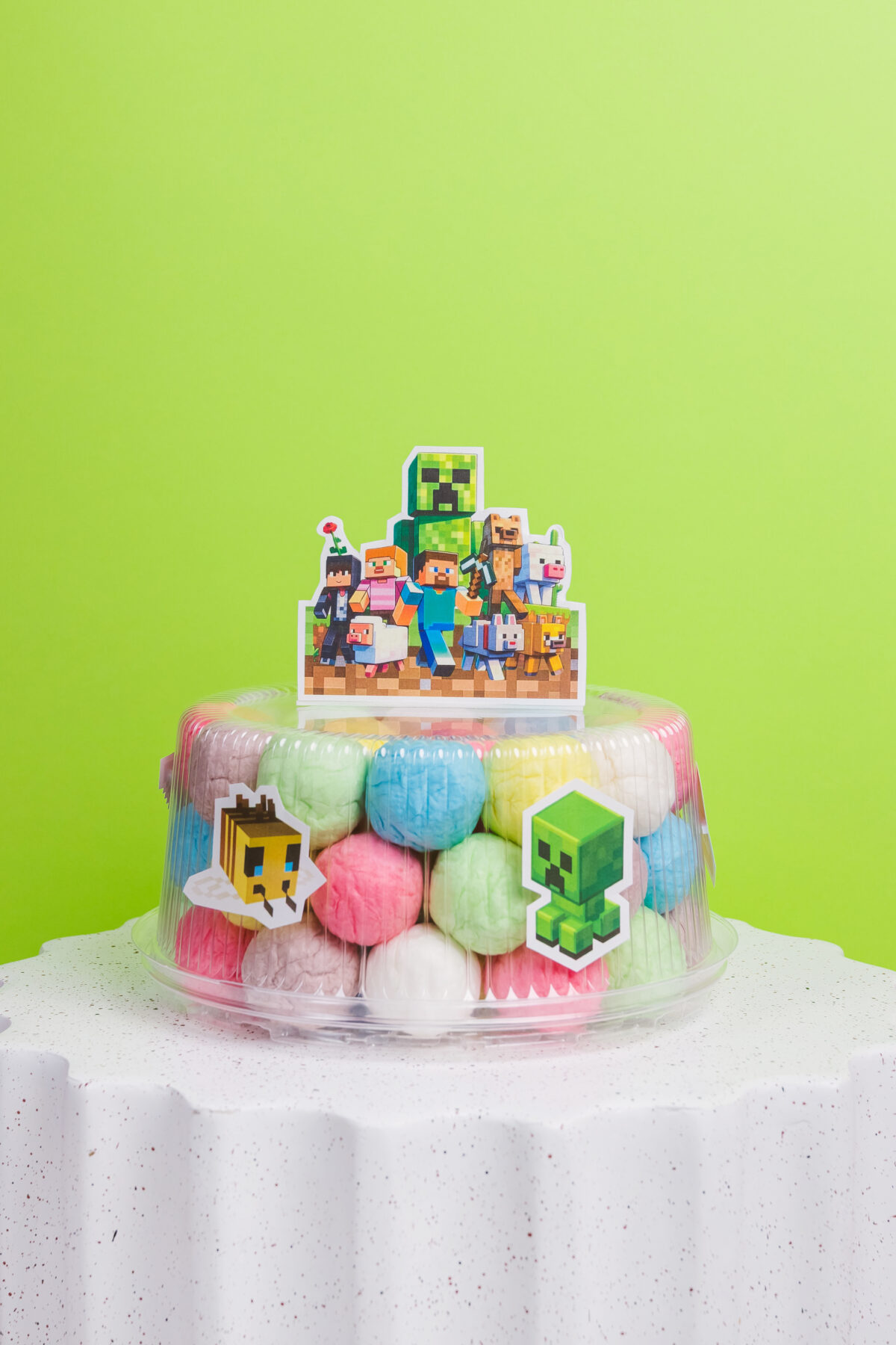 Cukraus vatos burbuliukų tortas “Minecraft 2”