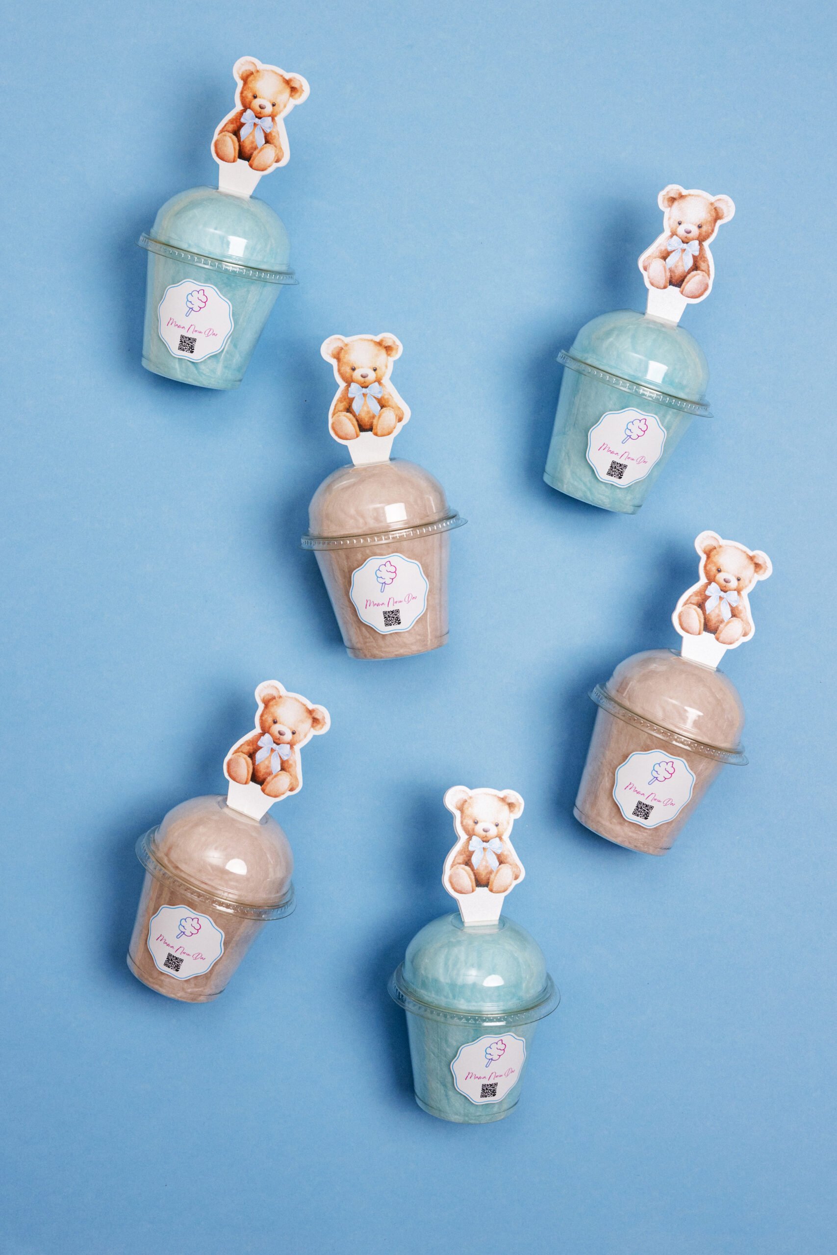 12 vnt. “Mėlynų meškiukų” temos indelių rinkinys