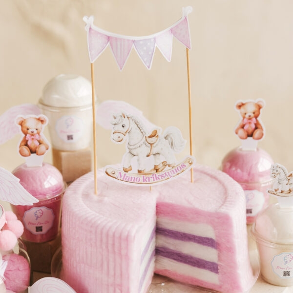 Cukraus vatos tortas „Rožinė staigmena“