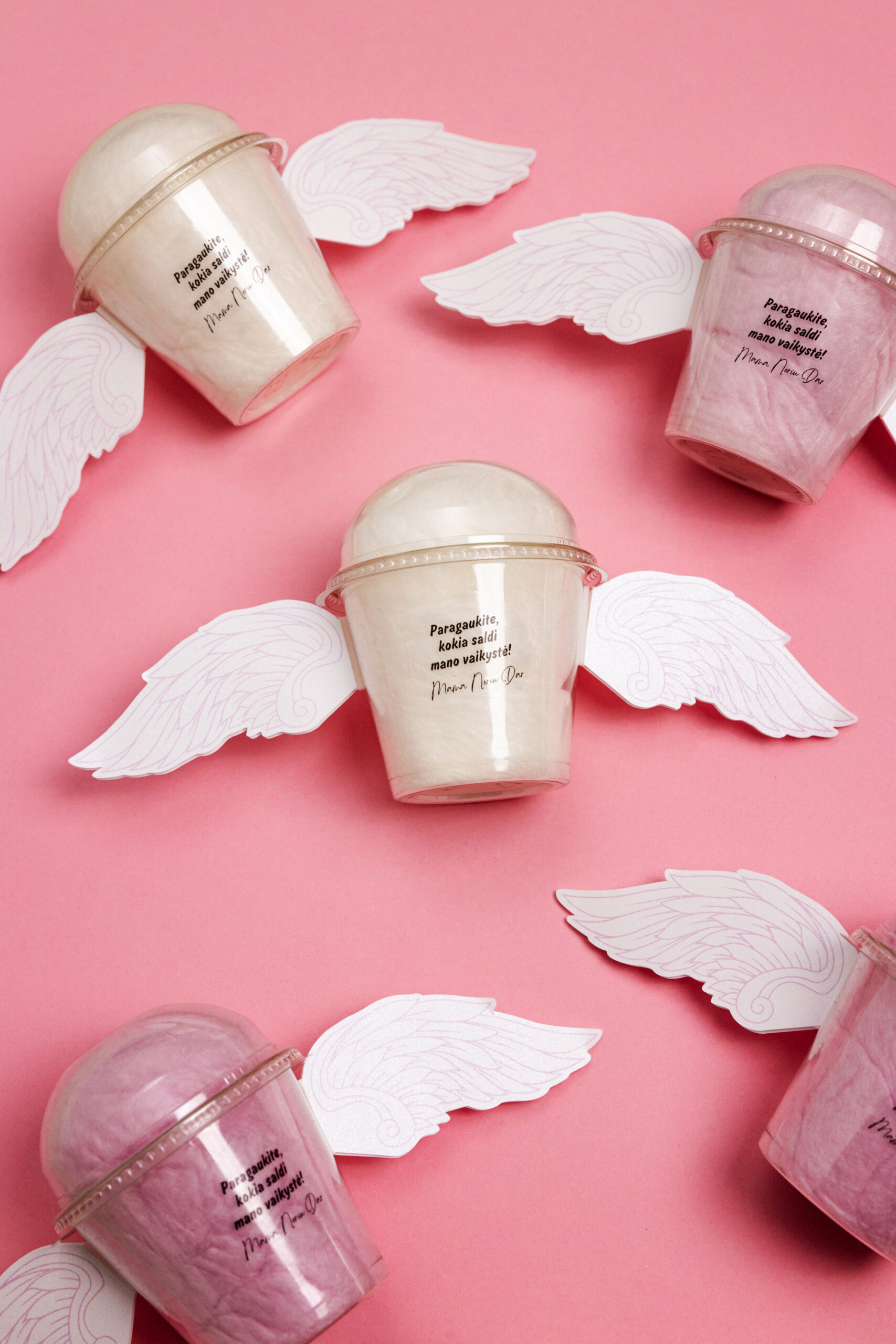 12 vnt. “Rožinių angelų” temos indelių rinkinys