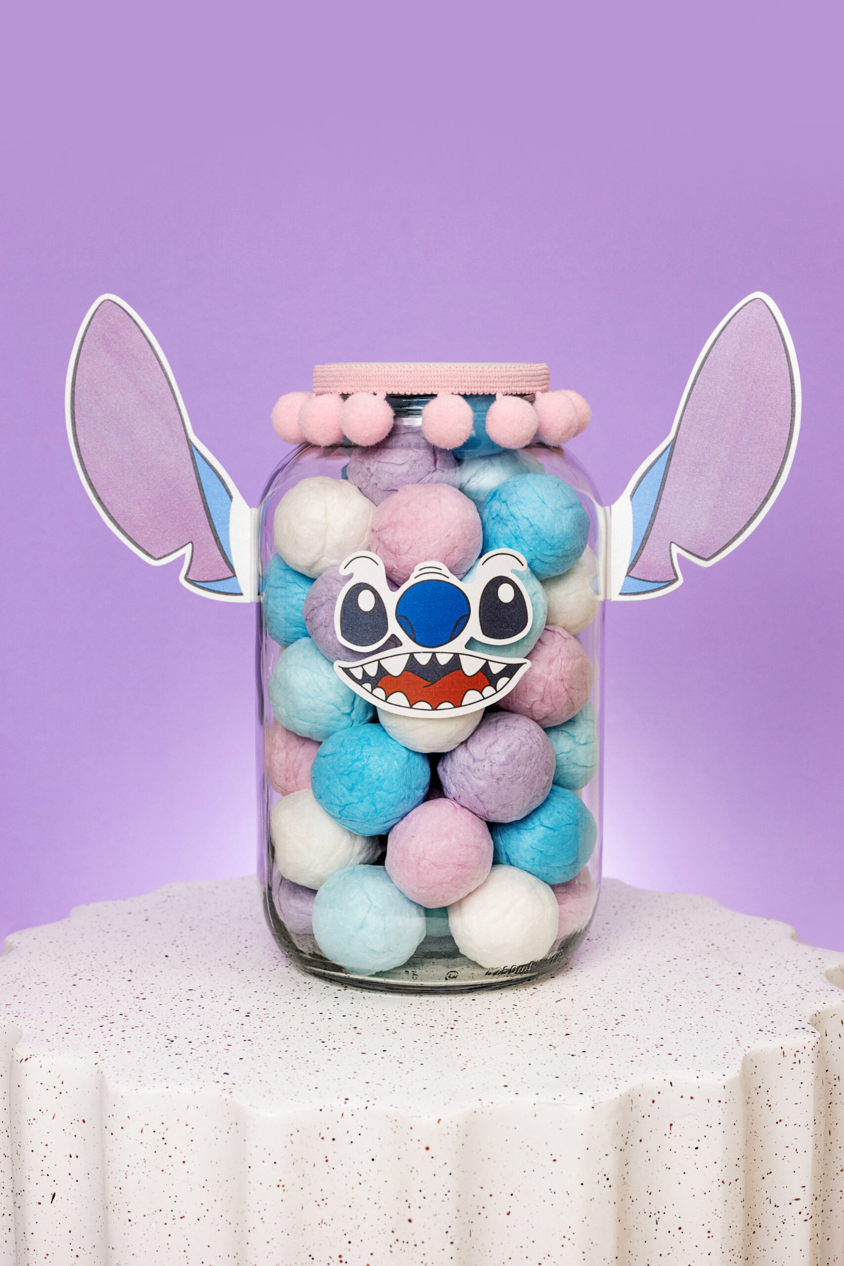 Cukraus vatos burbuliukų stiklainis „Stitch“