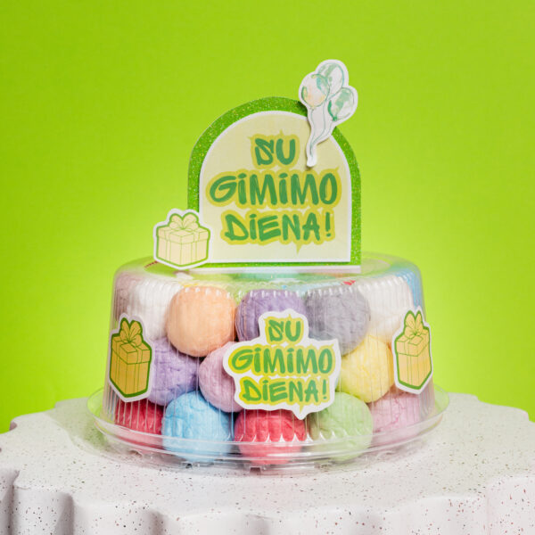 Cukraus vatos burbuliukų tortas “Su gimimo diena”